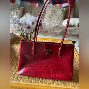 SOLD Lookalike Red Crocodile Leather Bag